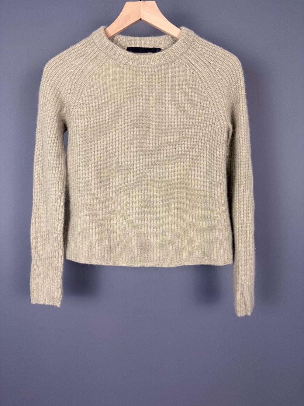 Jenni Kayne 100% Cashmere Fisherman Sweater XS Taupe Oatmeal Ribbed